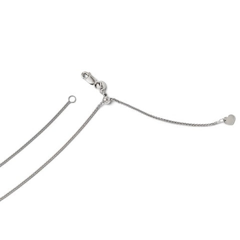 1Mm Adjustable Wheat Chain | 14k White