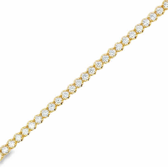 Yellow 14 Karat Traditional Prong Set Bracelet Length 7 = 2.00tw Round
