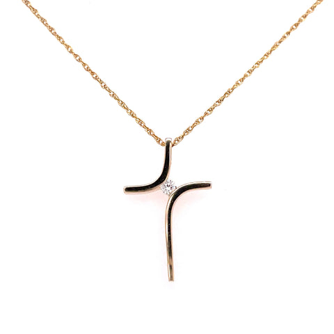 Cross Pendant | 14k Yellow (0.03ct Round)