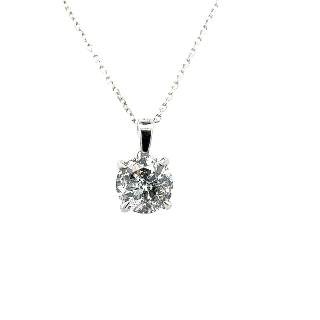 White 14 Karat Solitaire Style Pendant Length 18 With One = 1.50Ct Rou