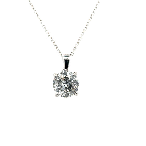 White 14 Karat Solitaire Style Pendant Length 18 With One = 1.50Ct Rou