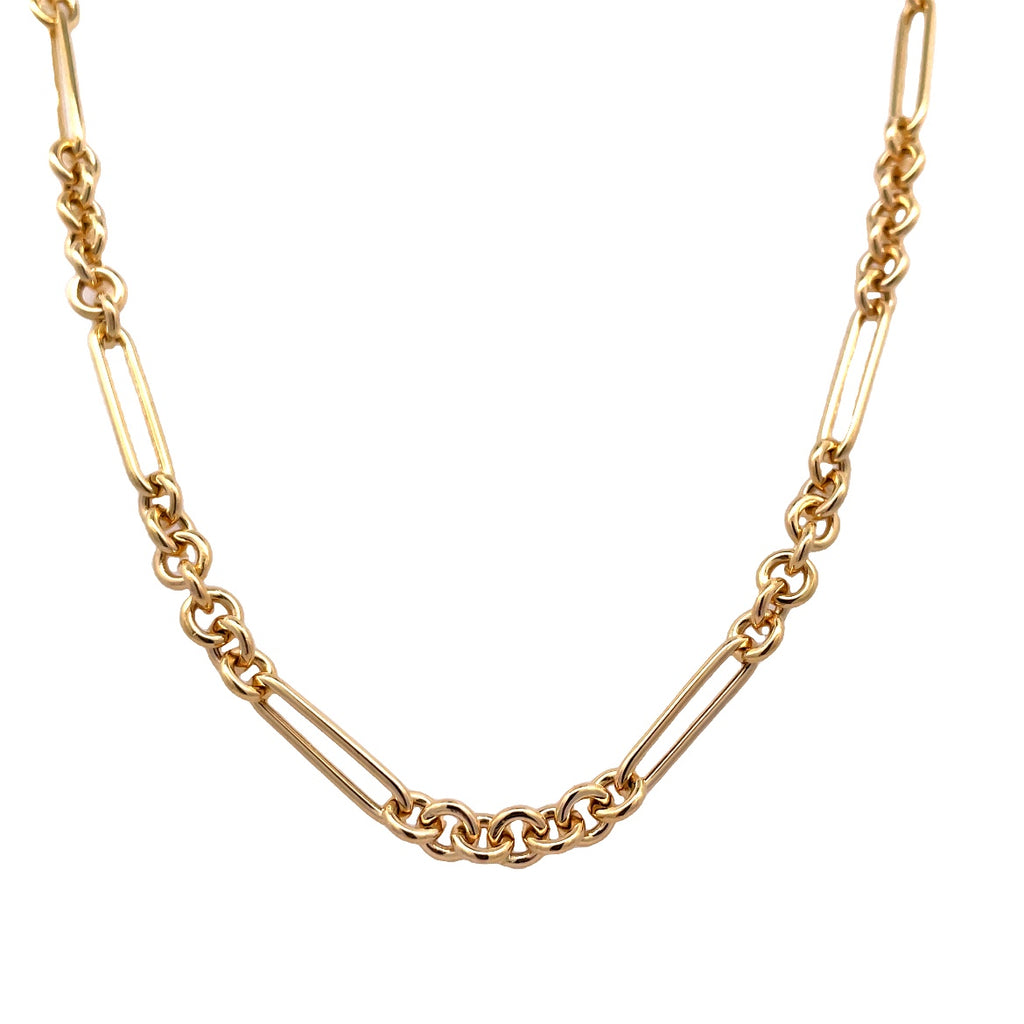 Hollow Round Paperclip Link Chain | 14k Yellow