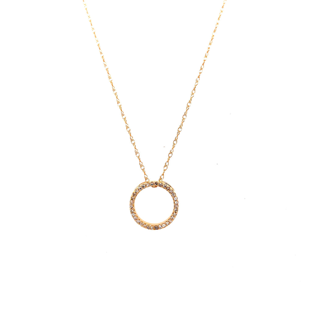 Round Diamond Circle Pendant | 14k Yellow