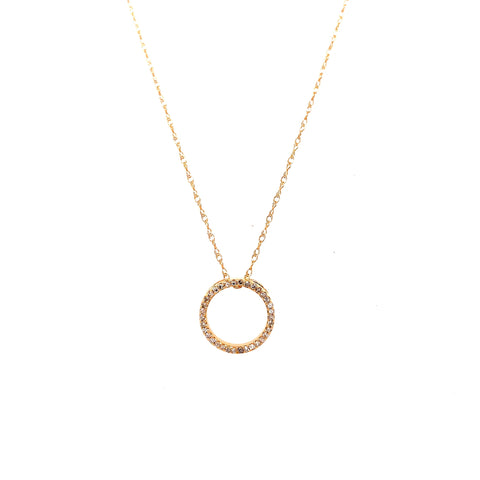 Round Diamond Circle Pendant | 14k Yellow