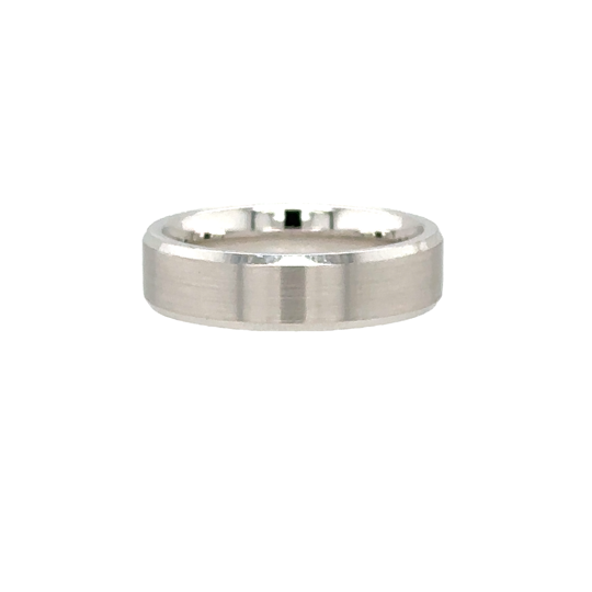 Beveled Edge Wedding Band | 10k White