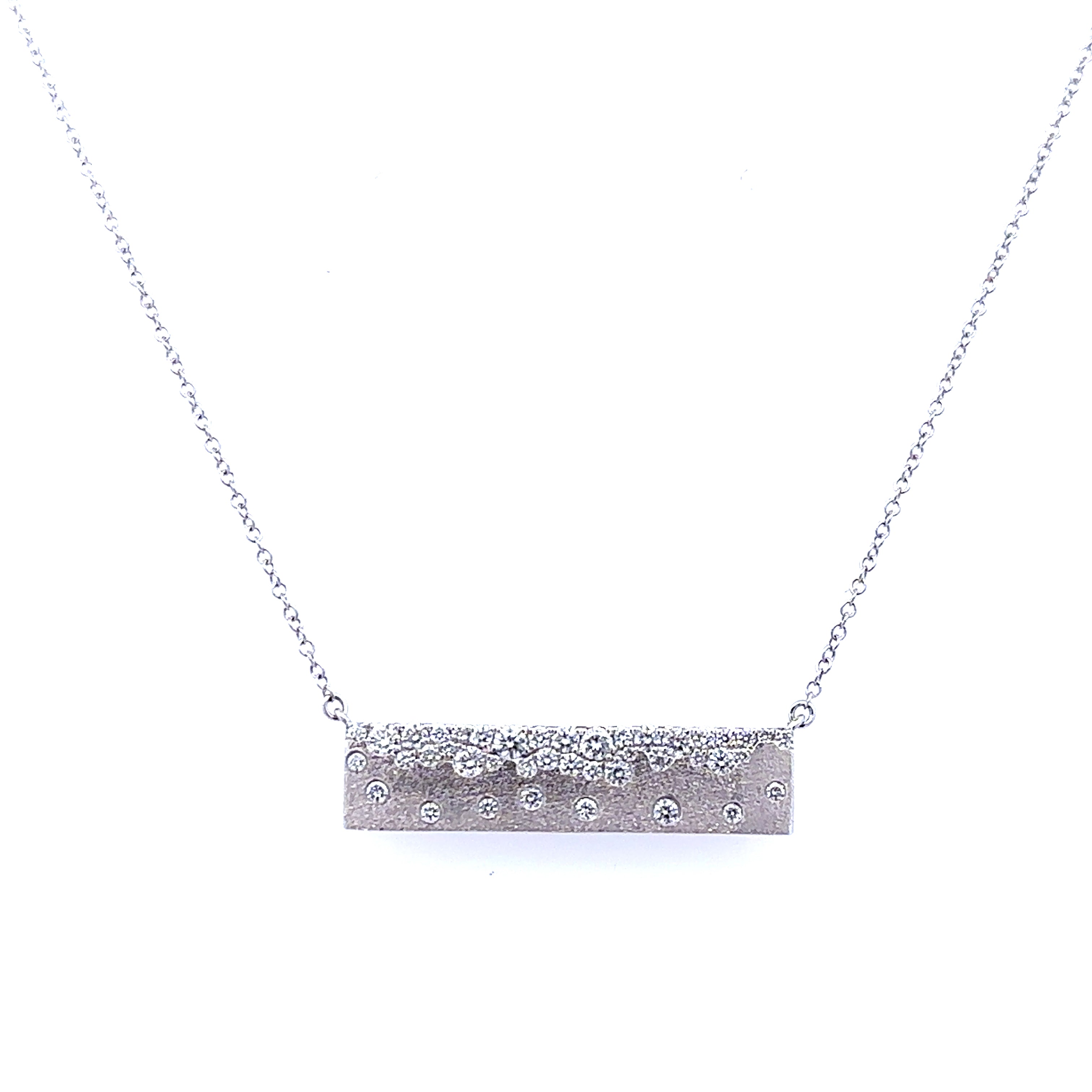 Flush Set Bar Pendant Necklace | 14k White