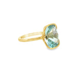 14 Karat Yellow Gold, Half Bezel Fashion Ring with 5.84ct Aquamarine