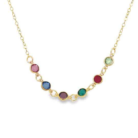 Lady's Yellow 14K Gold Filled Dainty Birthstone Necklace With Four Bez