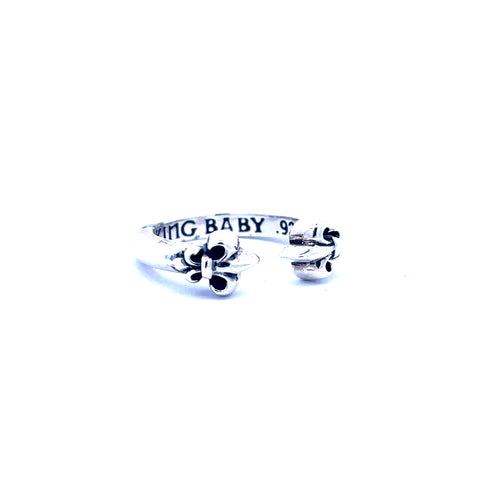 White Sterling Silver Open Ring With Fleur De Lis, Size 7 Ring

King