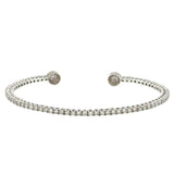 Lady's White 14 Karat Flexible Cuff Bracelet With Diamond Ball On End Of Bracelet With 126=2.90Tw Round G/H Si1 Diamonds