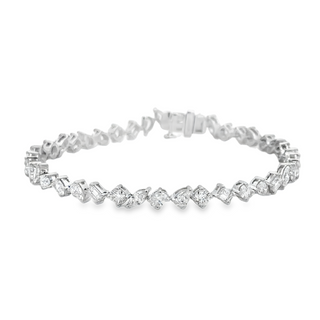 Lady's White 14 Karat Multi Stone Fashon Lab Created Bracelet Length 7