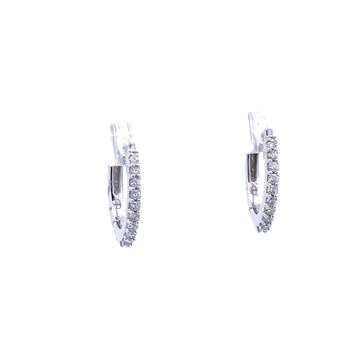 Huggie Hoop Earrings | 14k White