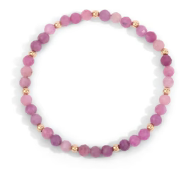 4mm Ruby with 3mm Gold Filled Beaded Bracelet