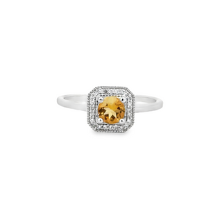 Lady's White 10 Karat Cushion Halo Fashion Fashion Ring With One 0.5Ct