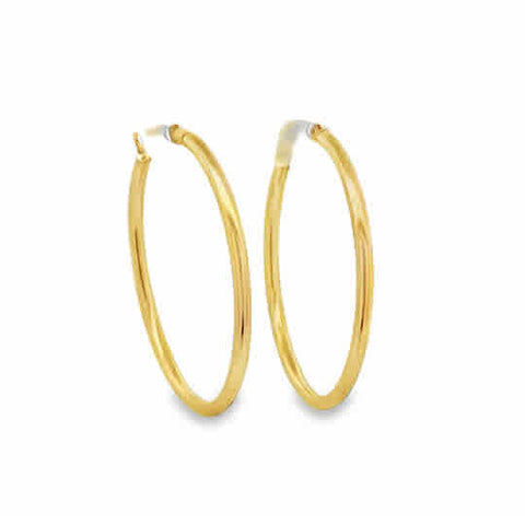 Lady's Yellow 14 Karat 2 X 35Mm Tube Hoop Earrings