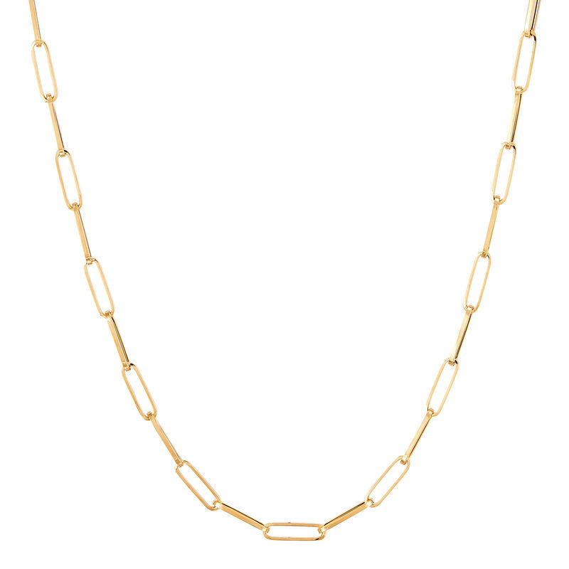 Yellow 14 Karat 3.9Mm Hollow Paperclip Chain Length 18