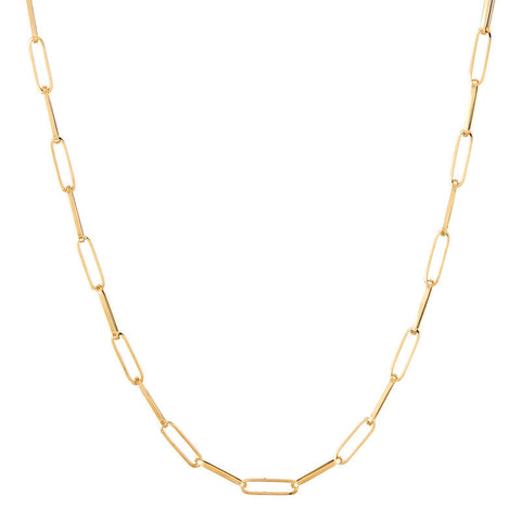 Yellow 14 Karat 3.9Mm Hollow Paperclip Chain Length 18