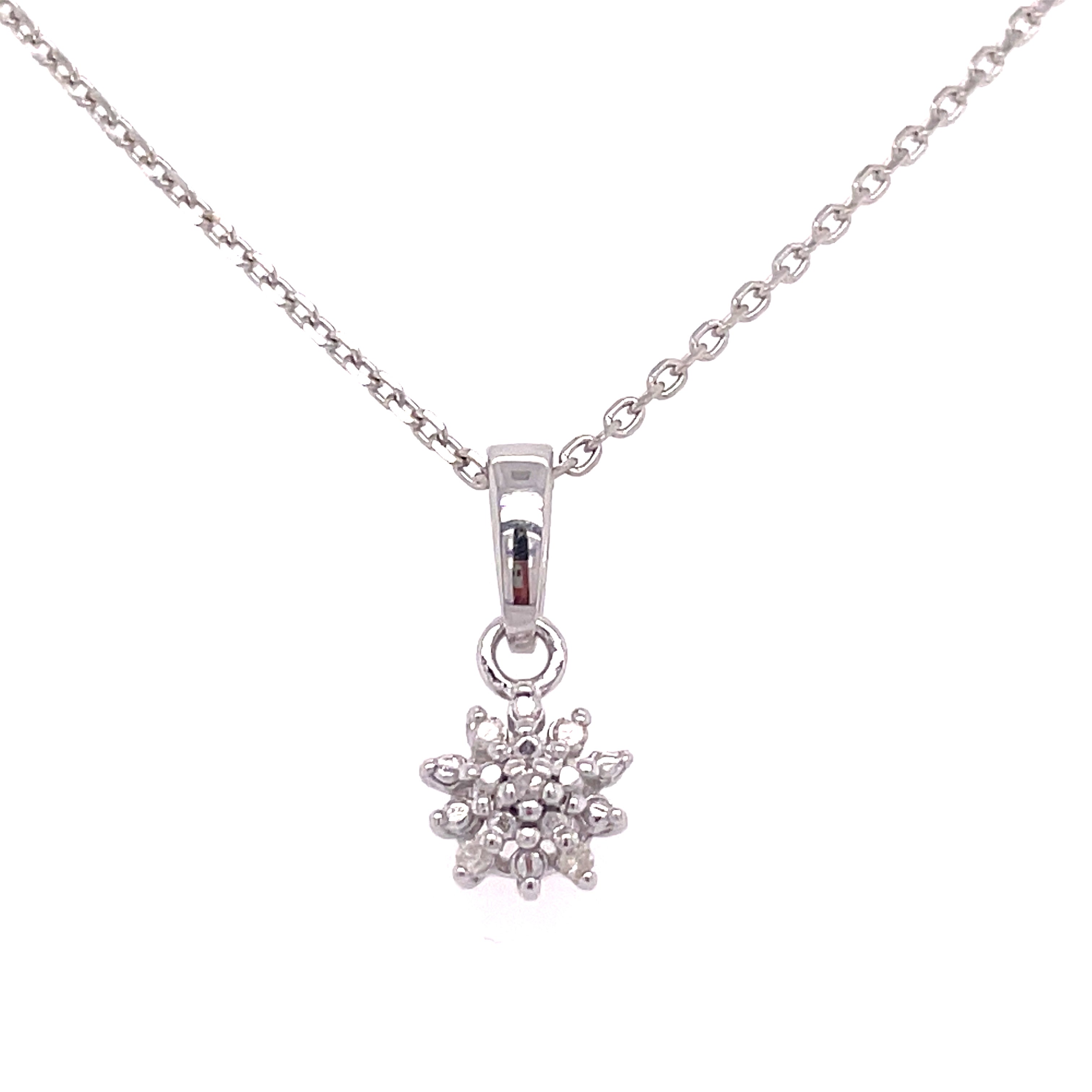 Lady's White Sterling Silver Cluster Pendant With 0.04Tw Round I/J I1