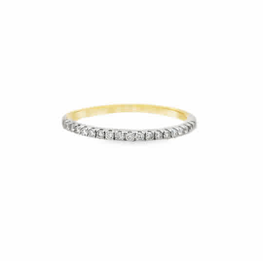 10 Karat Yellow Gold Prong Set Band with Round 0.17tw H/I Si2 Diamonds Ring Size 7