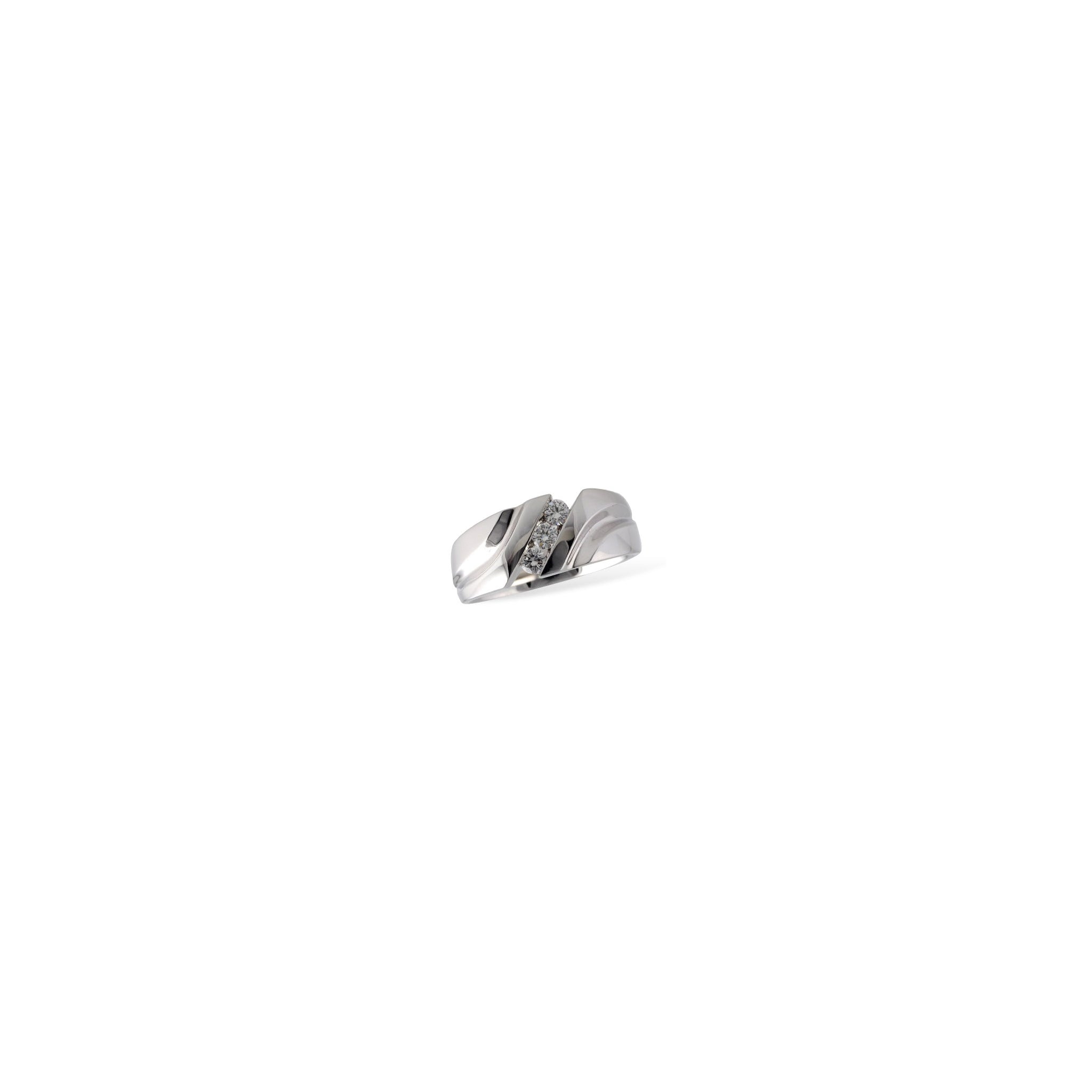 14 Karat White Gold Diagonal Set .33ctw Round Brilliant Cut Diamonds