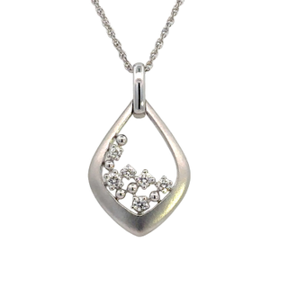 White 14 Karat Teardrop Pendant With 0.25Tw Round G/H Si1 Diamonds