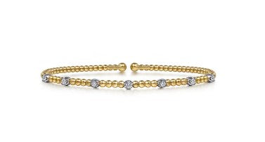 14K White-Yellow Gold Bujukan Diamond Stations Bangle
Size 5.5