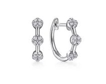 Lady's White 14 Karat Huggie Earrings With = 0.15Tw Round H/I Si2 Diamonds