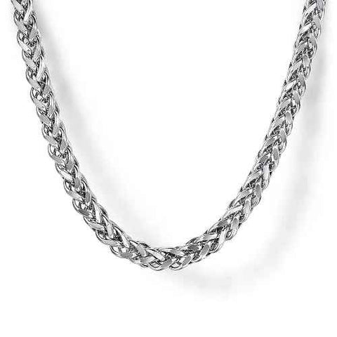White Sterling Silver Gents Wheat Chain Length 22
