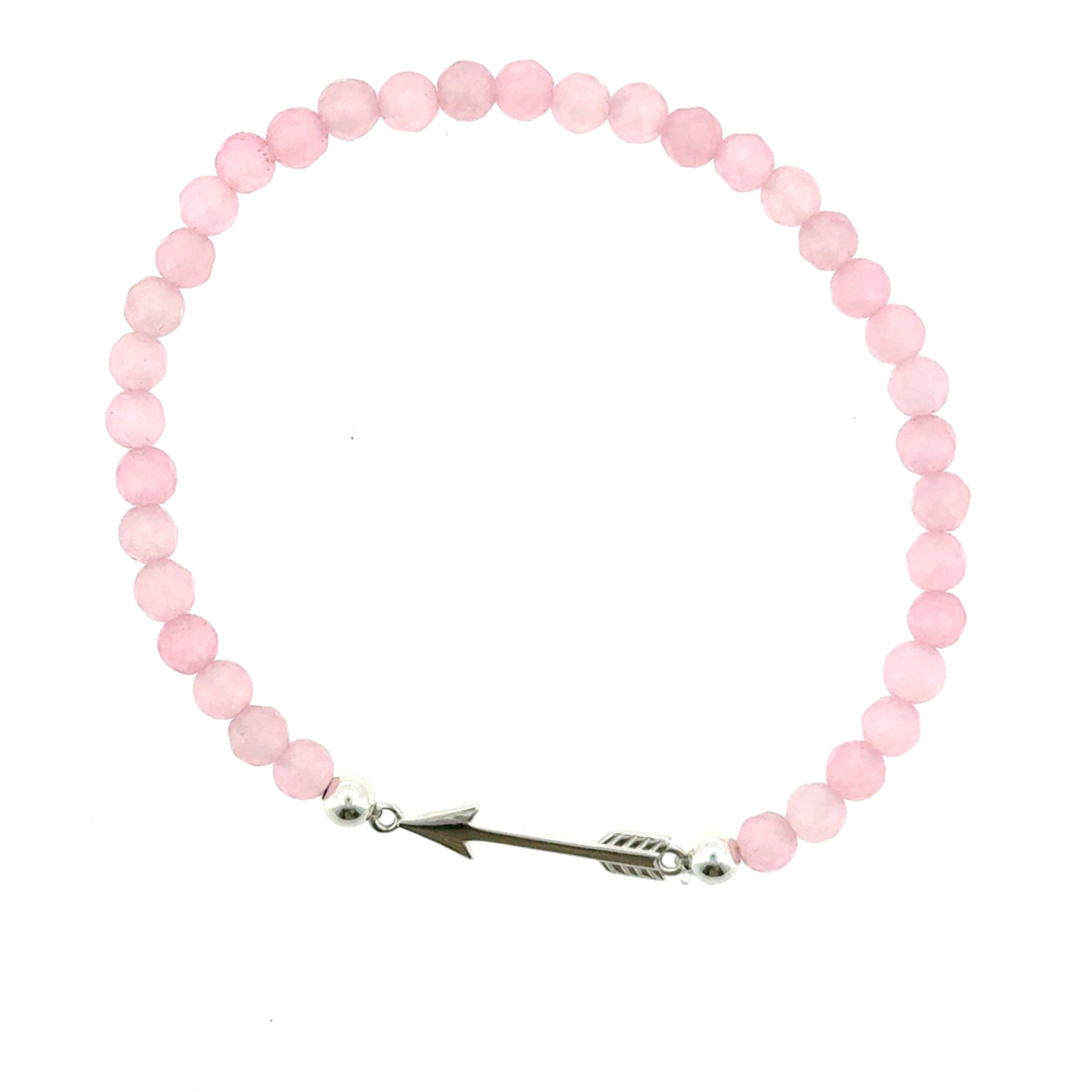 4mm Faceted Rose Quartz with Sterling Silver Arrow Connector