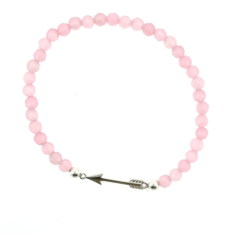 4mm Faceted Rose Quartz with Sterling Silver Arrow Connector