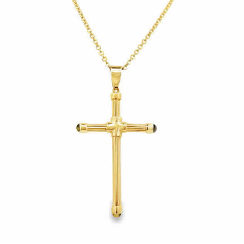 Yellow 14 Karat Tube Cross Charms Length 22 Style: Brilliant Forzatina