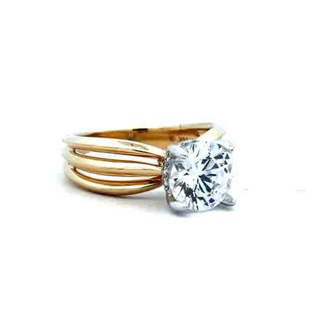 Tt 14 Karat Wide, Three Row Ring Size 6.5 With 12 = 0.07Tw Round G/H S