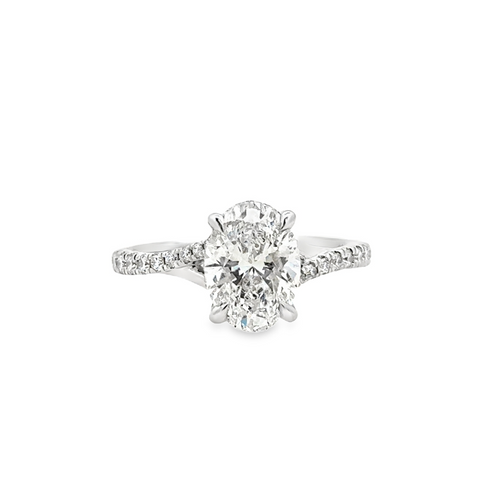 Lady's White 14 Karat Crossover Lab Created Ring one = 2.02ct Oval F V