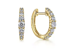 Lady's Yellow 14 Karat Medium Hoop Earrings With = 0.50Tw Round H/I Si