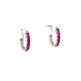 Lady's Yellow 14 Karat Reversible, Prong Set Earrings With 12=0.29Tw Round Rubys And 12=0.20Tw Round G/H Si1 Diamonds