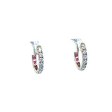 Lady's Yellow 14 Karat Reversible, Prong Set Earrings With 12=0.29Tw Round Rubys And 12=0.20Tw Round G/H Si1 Diamonds