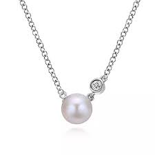 Stationary Pearl Necklace | White Sterling