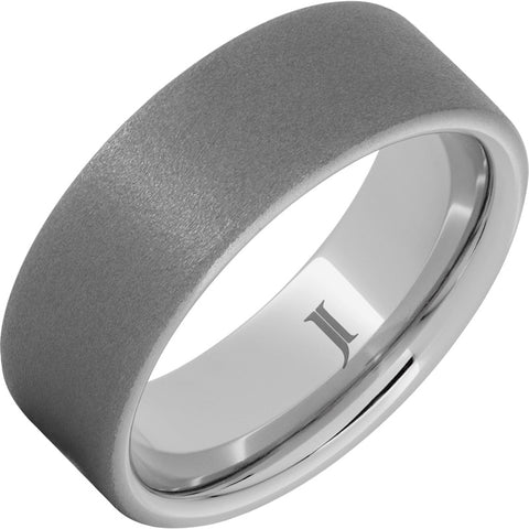 White Serenium Sandblast 8Mm Pipe Band Wedding Band Size 10.5