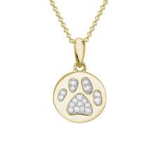 Paw Print Disc Pendant Charm | 14k Yellow