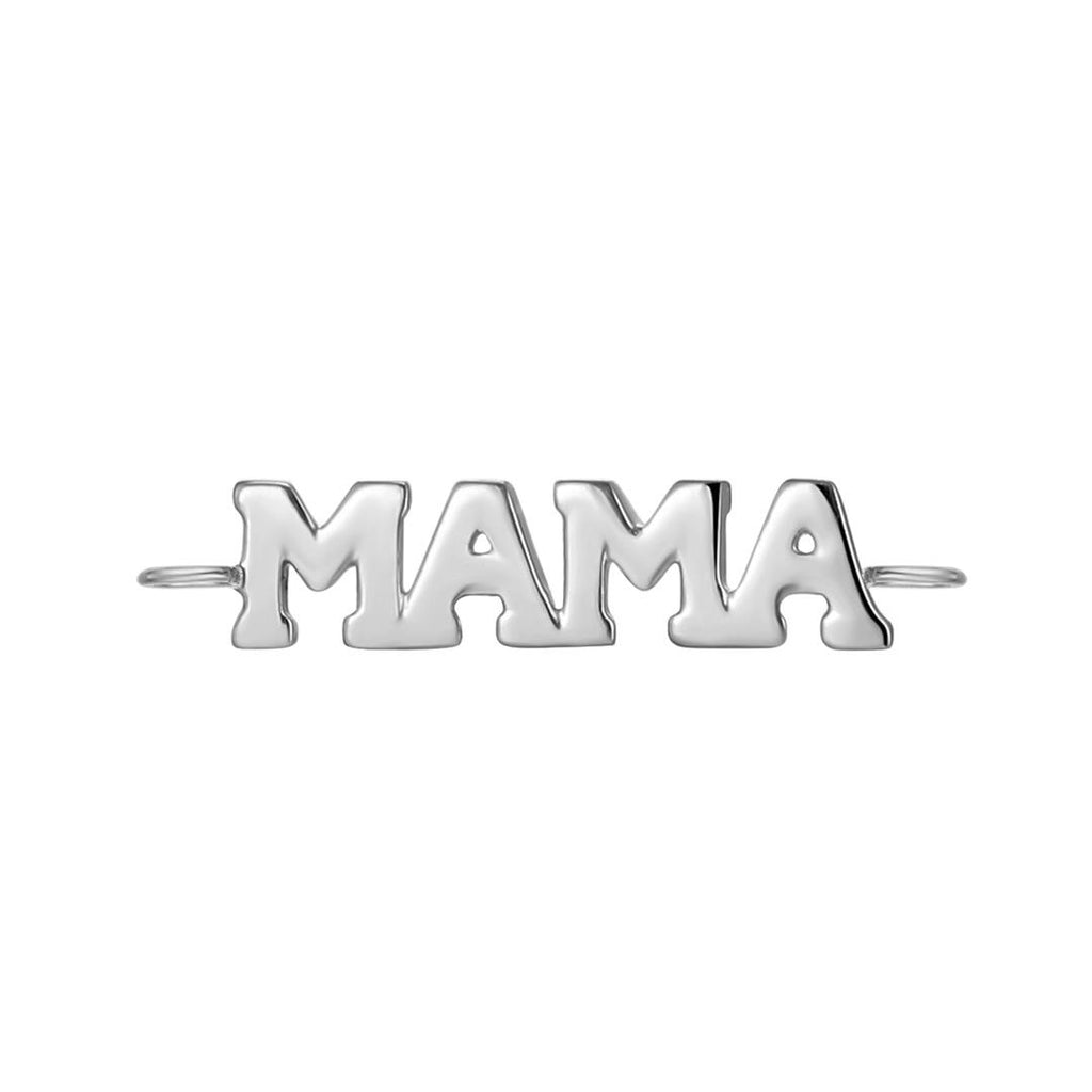 White 14 Karat Tiny Script, Mama With Double Bail Charms