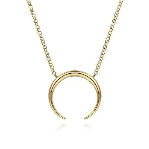 Crescent Moon Stationary Chain | 14k Yellow