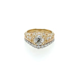 Beaded Curved Anniversary Ring | 14k White/Yellow