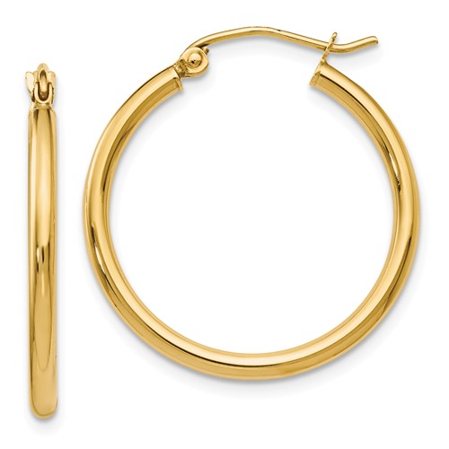 Lady's Yellow 14 Karat Medium Hoop Earrings