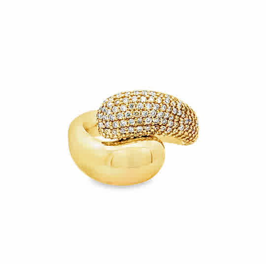 Silent Opus Ying Yang Pave' Ring with Diamonds 14ky