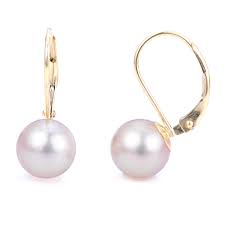 14 Karat Yellow Gold Akoya Pearl Leverback Earrings