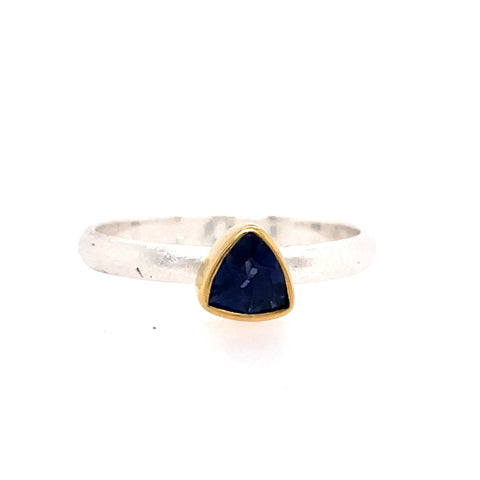 Trillian Bezel Set Stackable Ring | Sterling Silver/22k Gold Vermeil