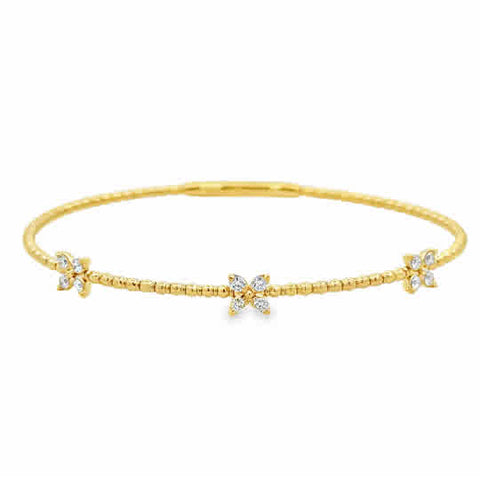 14ky Flexie with Flower Stations, .33ctw Round Diamonds 6.75''
