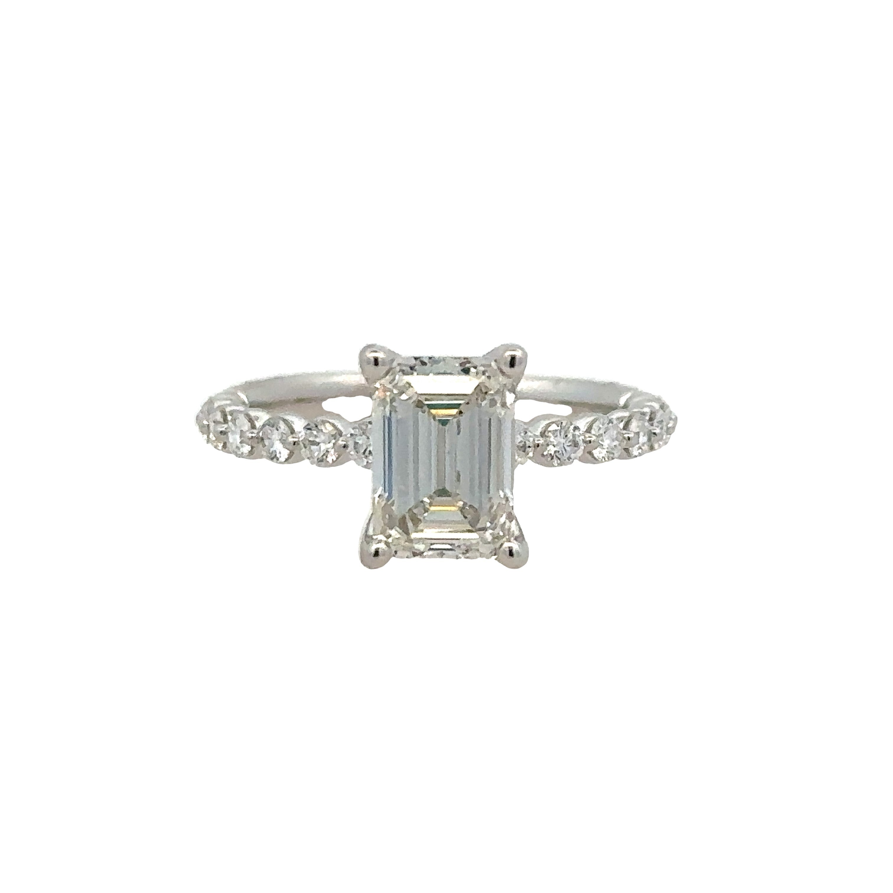 Diamond Prong Set Ring | 14k White (2.00ct Emerald)