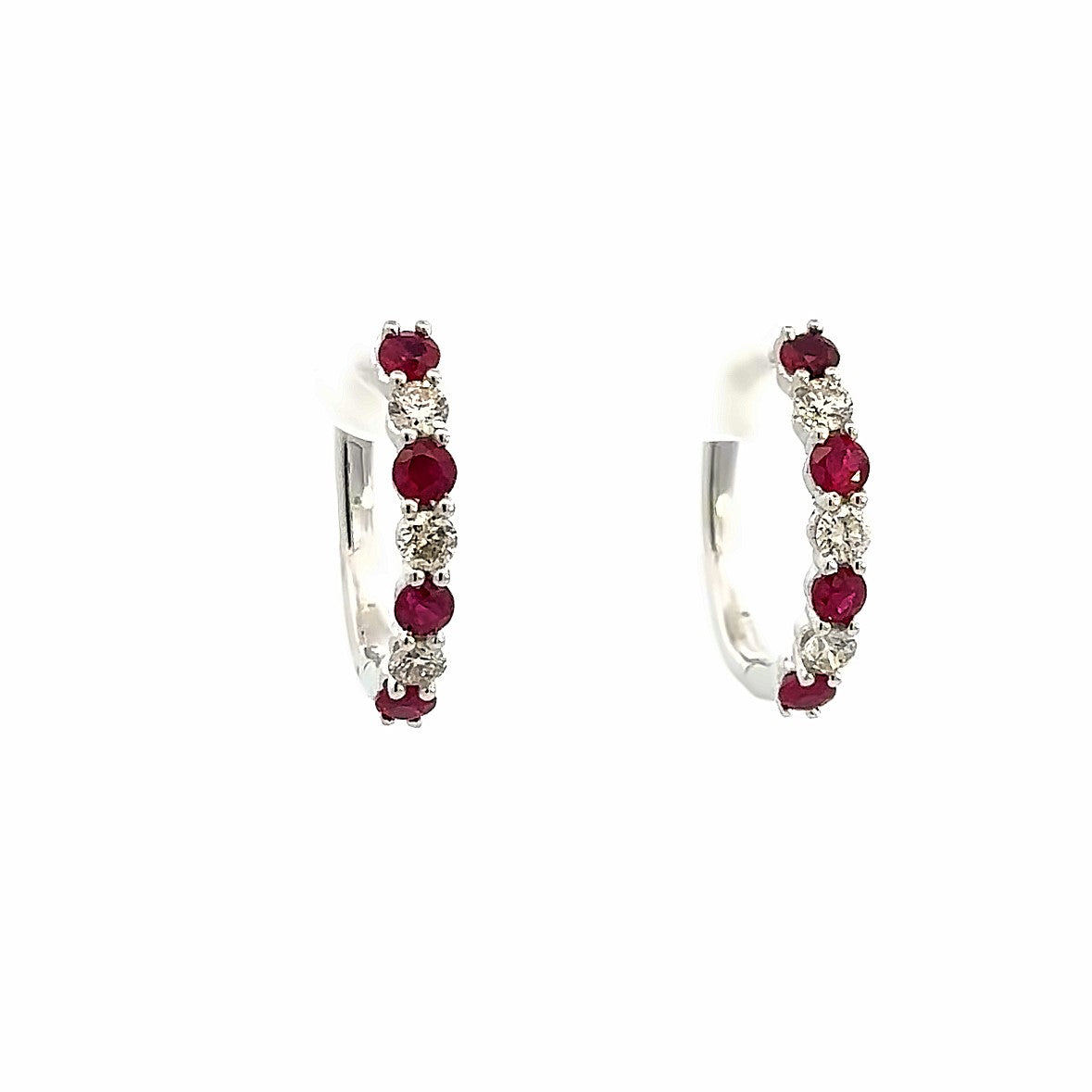 Small Alternating Hoop Earrings | 14k White