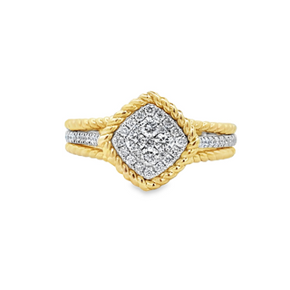 Square Top Fashion Ring | 18k White/Yellow